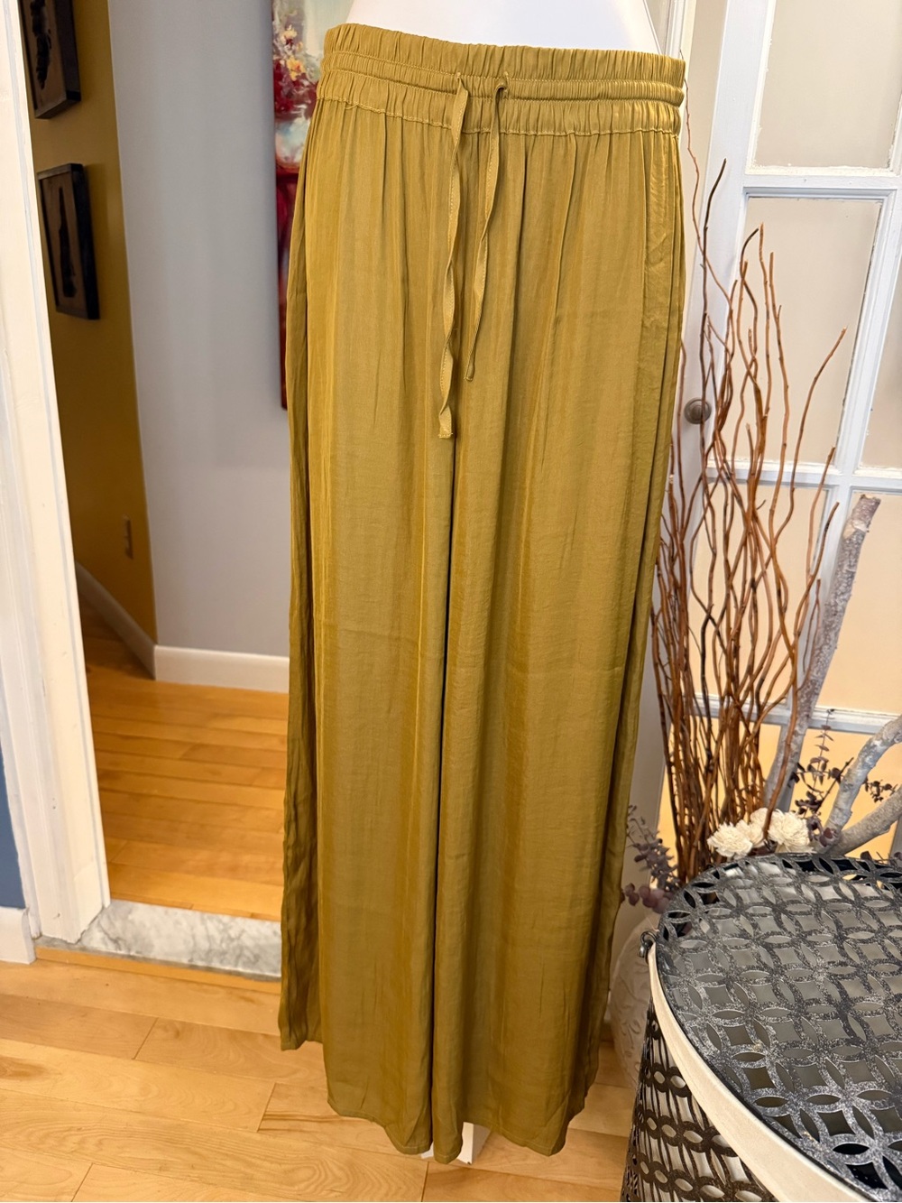✨NWT Rachel Zoe Olive/Mustard Satin Pants XS✨